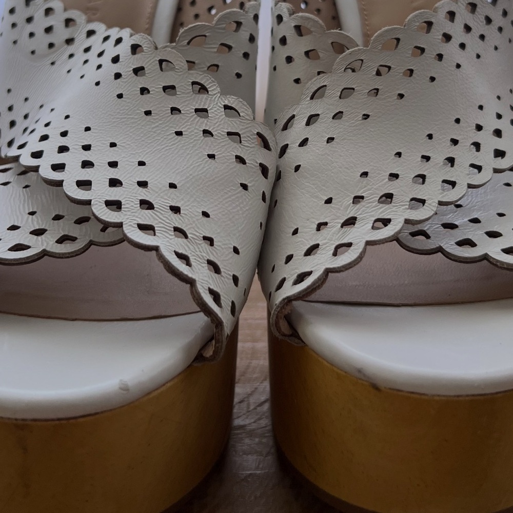 Veronica Beard Gaynor Platform Leather Sandals In White Size 8 New - Picture 13 of 13